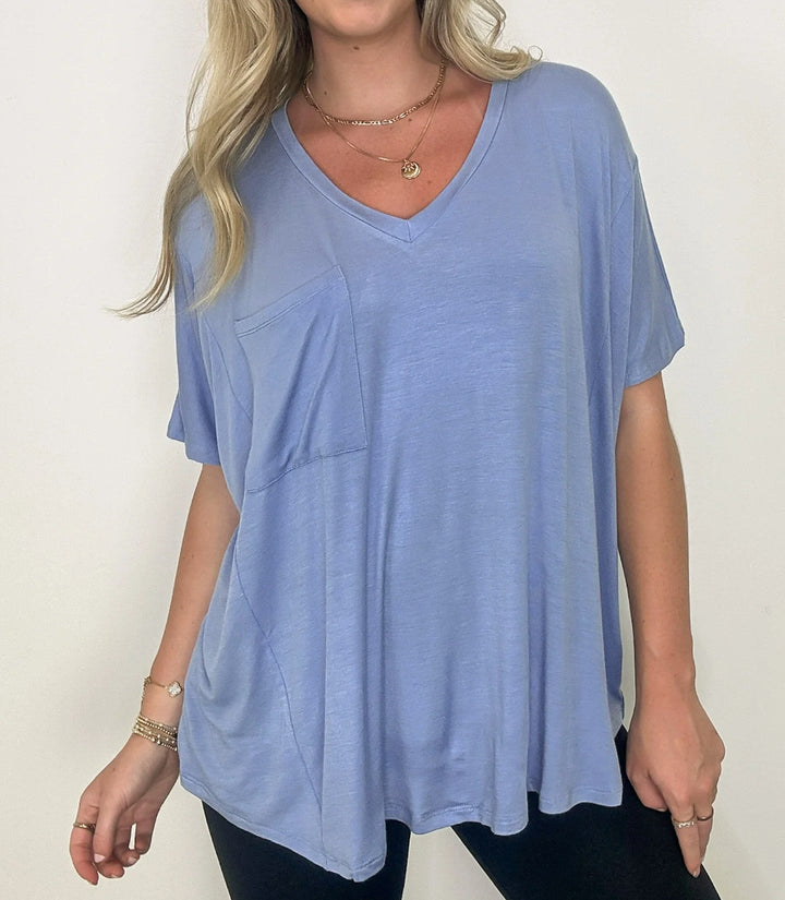 Damer avslappnad V-ringning Oversized T-shirt Mirla-Eva Jonsson