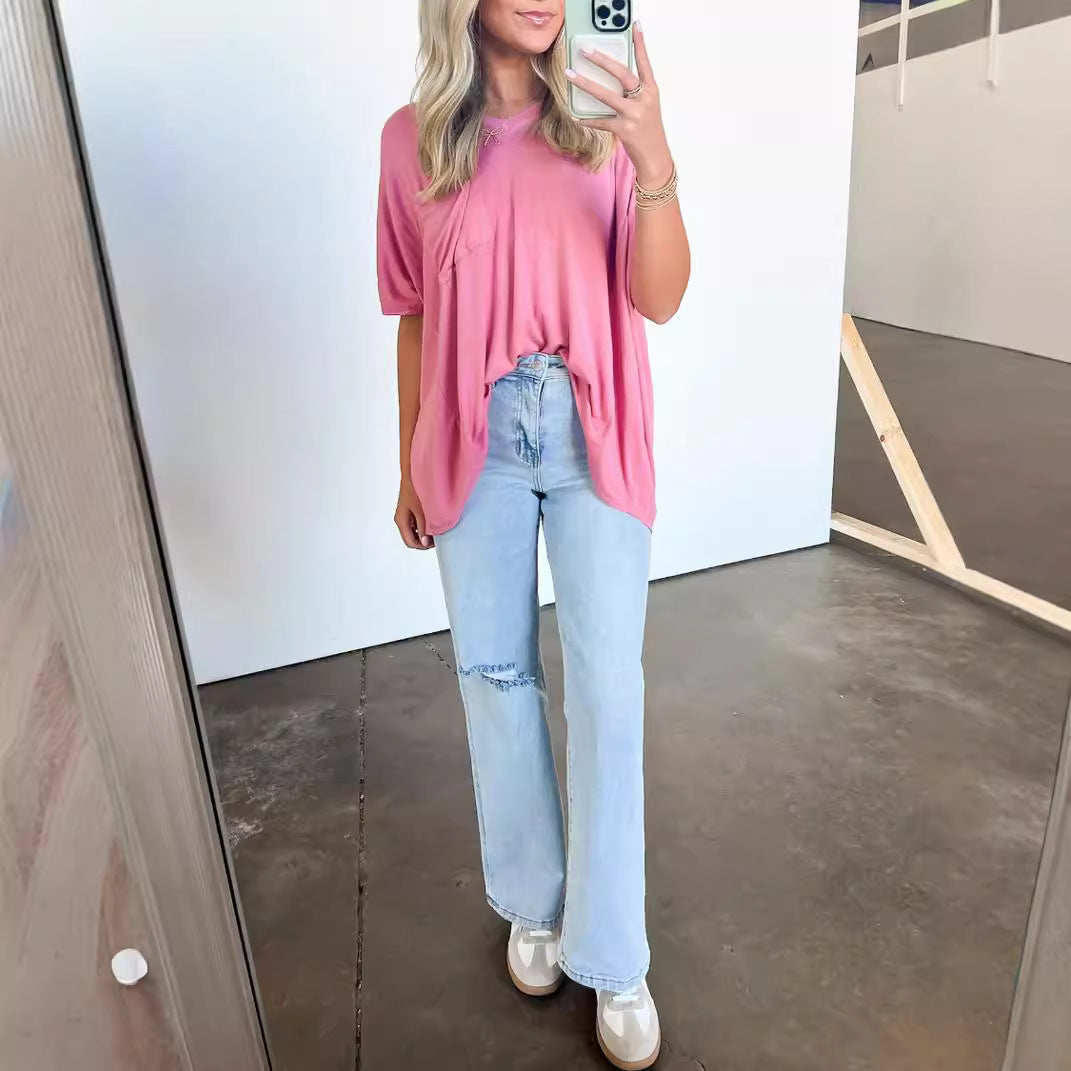 Damer avslappnad V-ringning Oversized T-shirt Mirla-Eva Jonsson