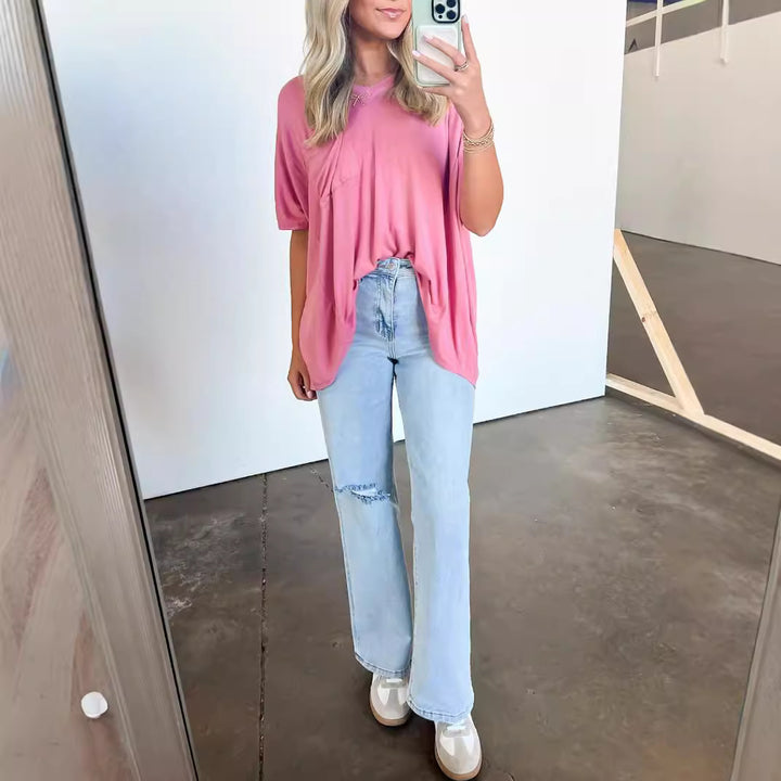Damer avslappnad V-ringning Oversized T-shirt Mirla-Eva Jonsson