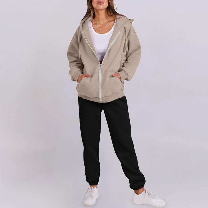 Damer avslappnad Zip-Hoodie med bekväm passform och sportiga sweatpants Mirla-Eva Jonsson