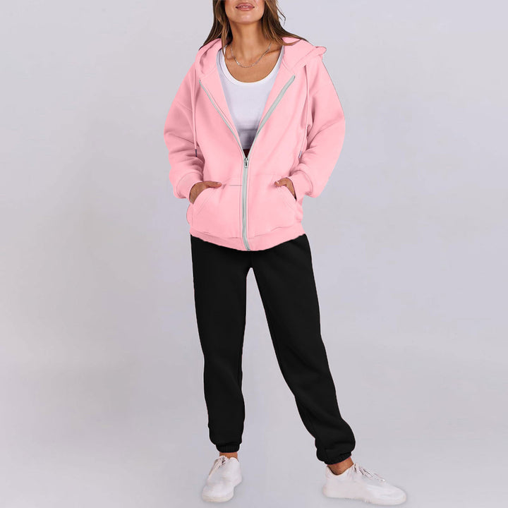 Damer avslappnad Zip-Hoodie med bekväm passform och sportiga sweatpants Mirla-Eva Jonsson