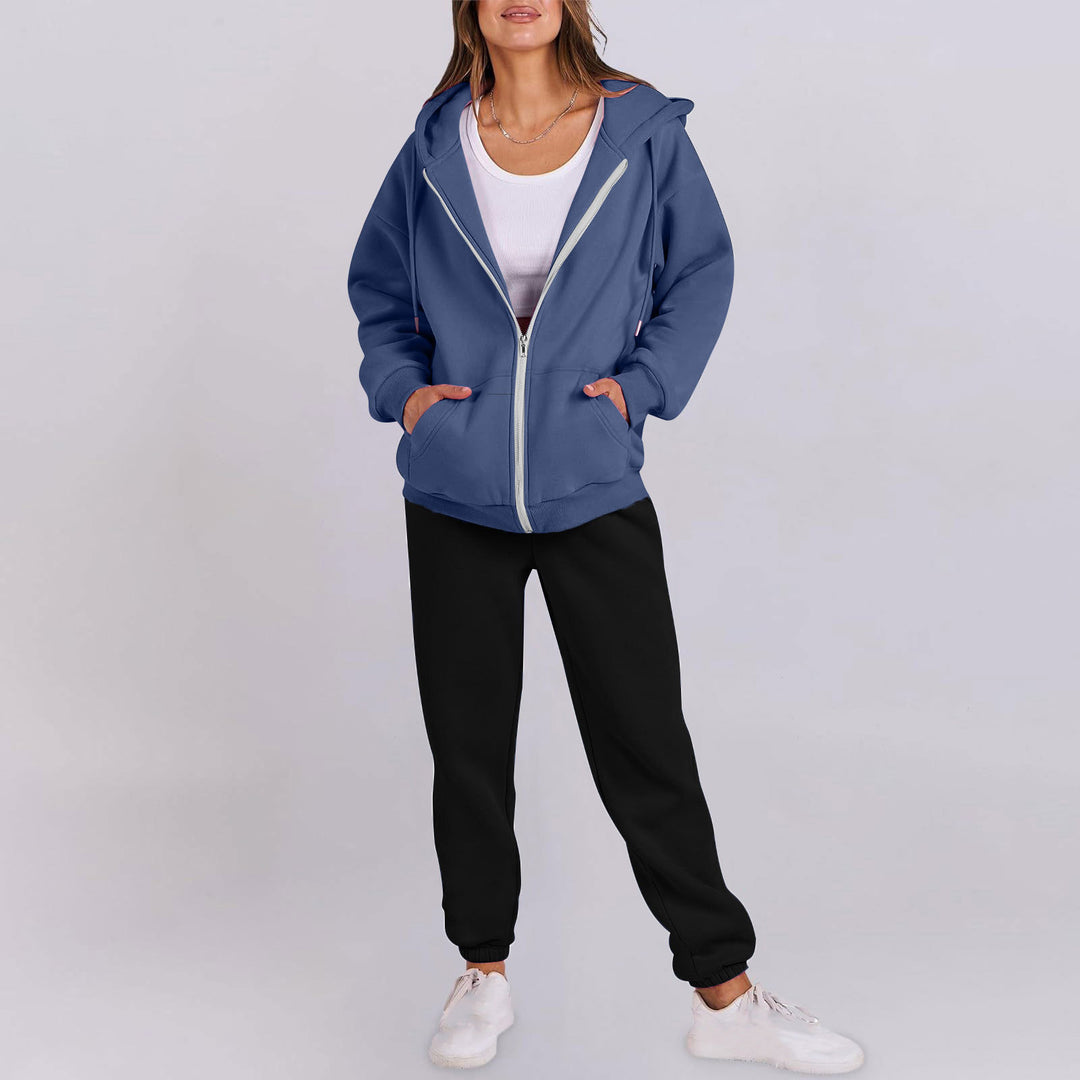 Damer avslappnad Zip-Hoodie med bekväm passform och sportiga sweatpants Mirla-Eva Jonsson