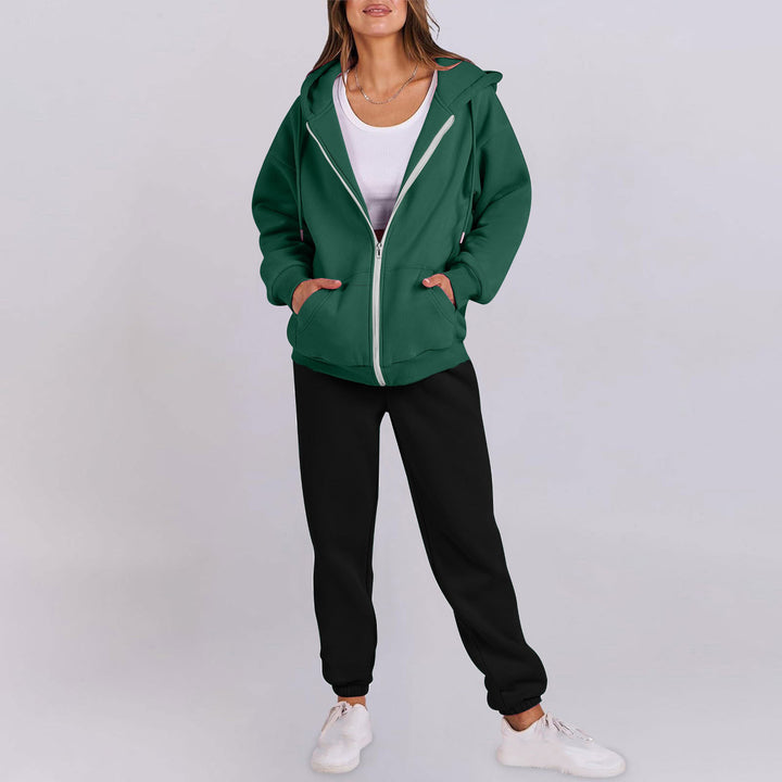 Damer avslappnad Zip-Hoodie med bekväm passform och sportiga sweatpants Mirla-Eva Jonsson
