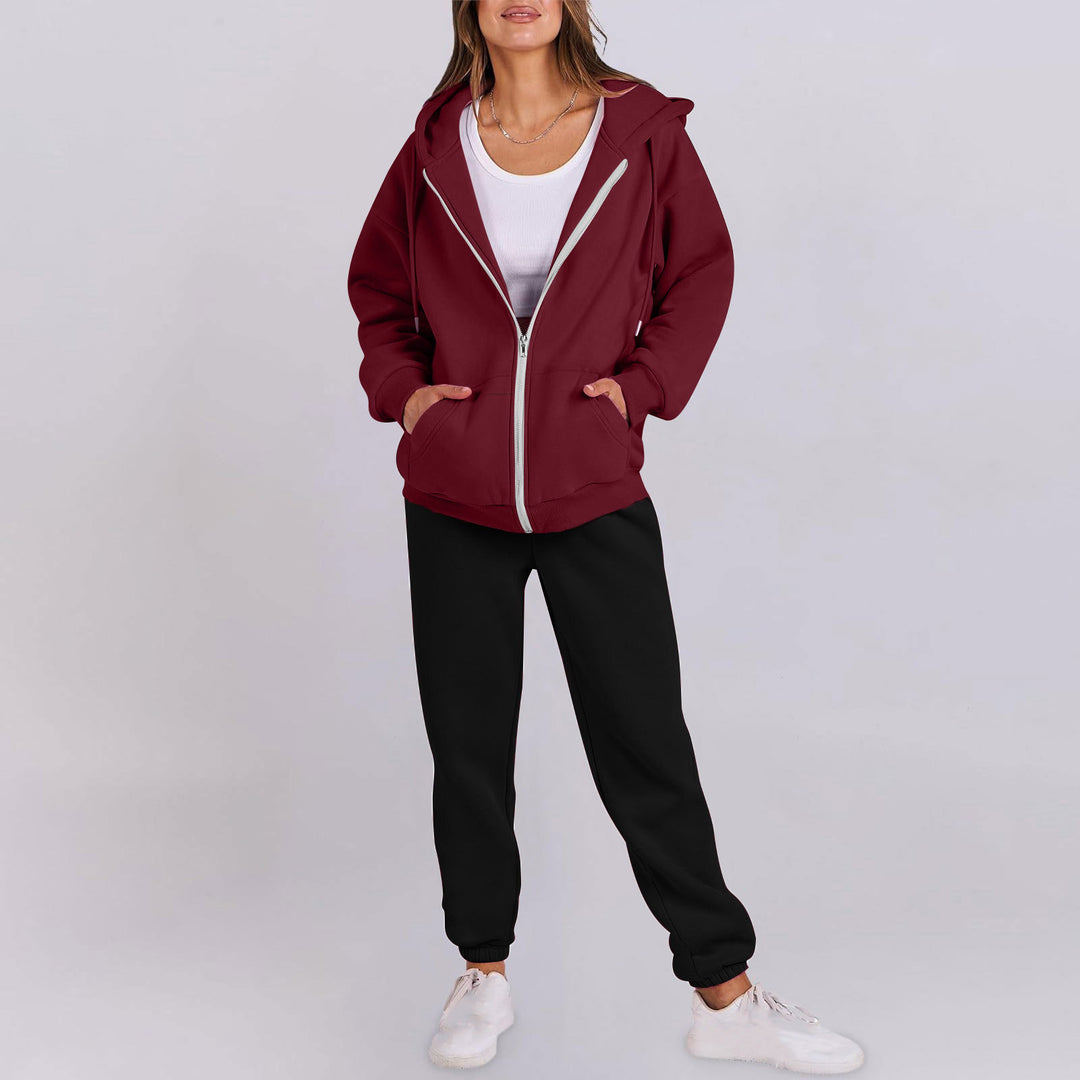 Damer avslappnad Zip-Hoodie med bekväm passform och sportiga sweatpants Mirla-Eva Jonsson