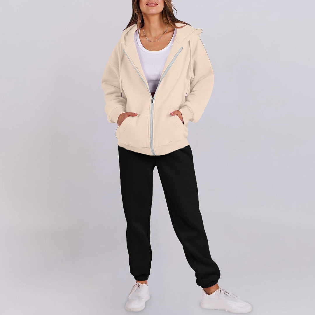Damer avslappnad Zip-Hoodie med bekväm passform och sportiga sweatpants Mirla-Eva Jonsson