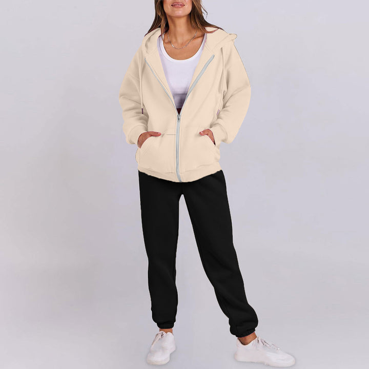 Damer avslappnad Zip-Hoodie med bekväm passform och sportiga sweatpants Mirla-Eva Jonsson