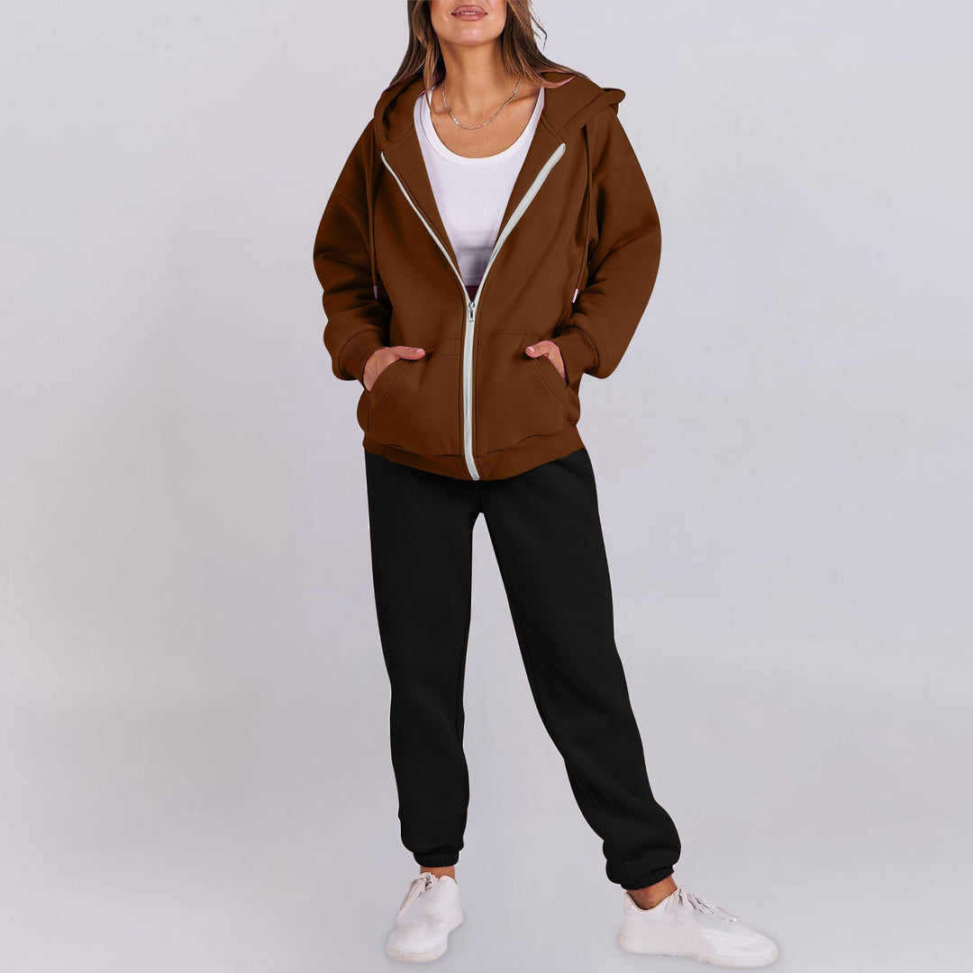 Damer avslappnad Zip-Hoodie med bekväm passform och sportiga sweatpants Mirla-Eva Jonsson
