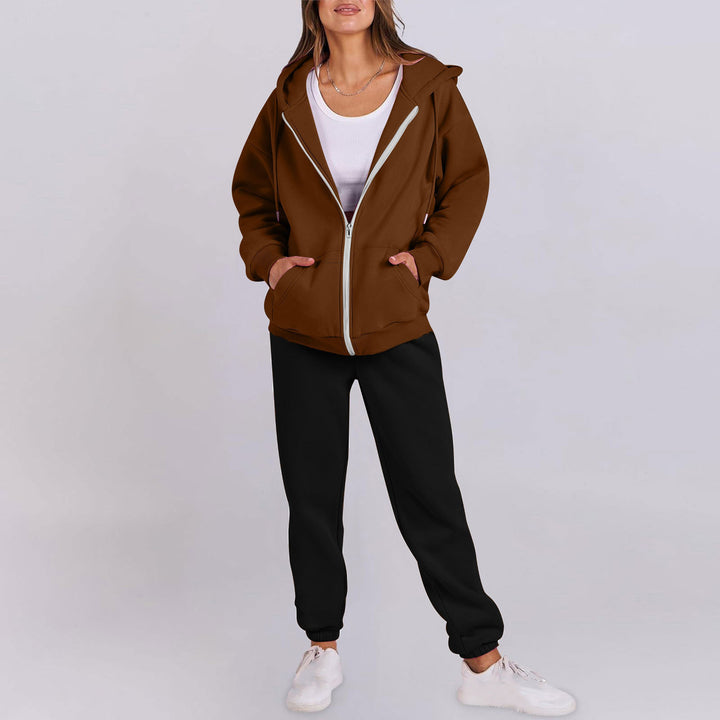 Damer avslappnad Zip-Hoodie med bekväm passform och sportiga sweatpants Mirla-Eva Jonsson