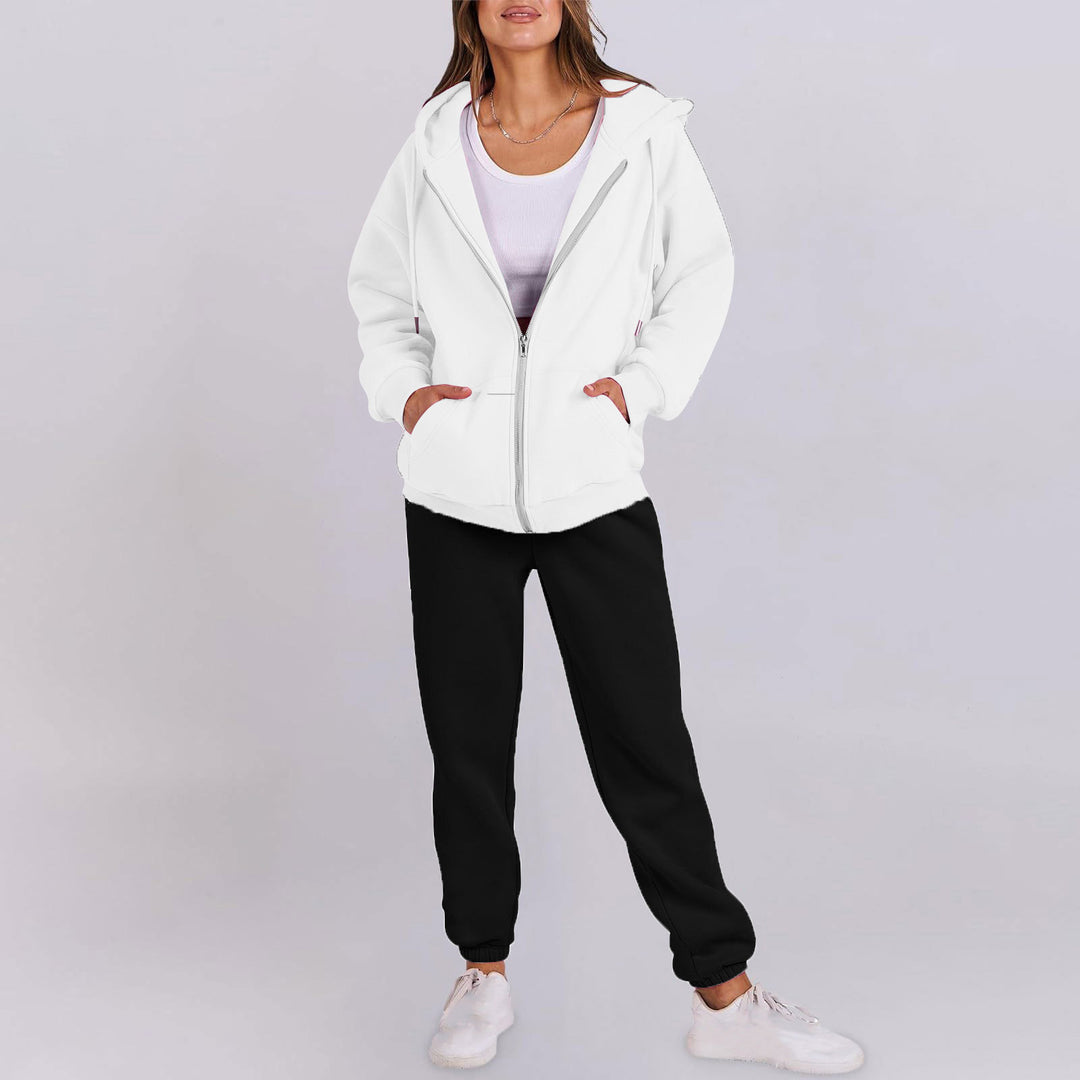 Damer avslappnad Zip-Hoodie med bekväm passform och sportiga sweatpants Mirla-Eva Jonsson