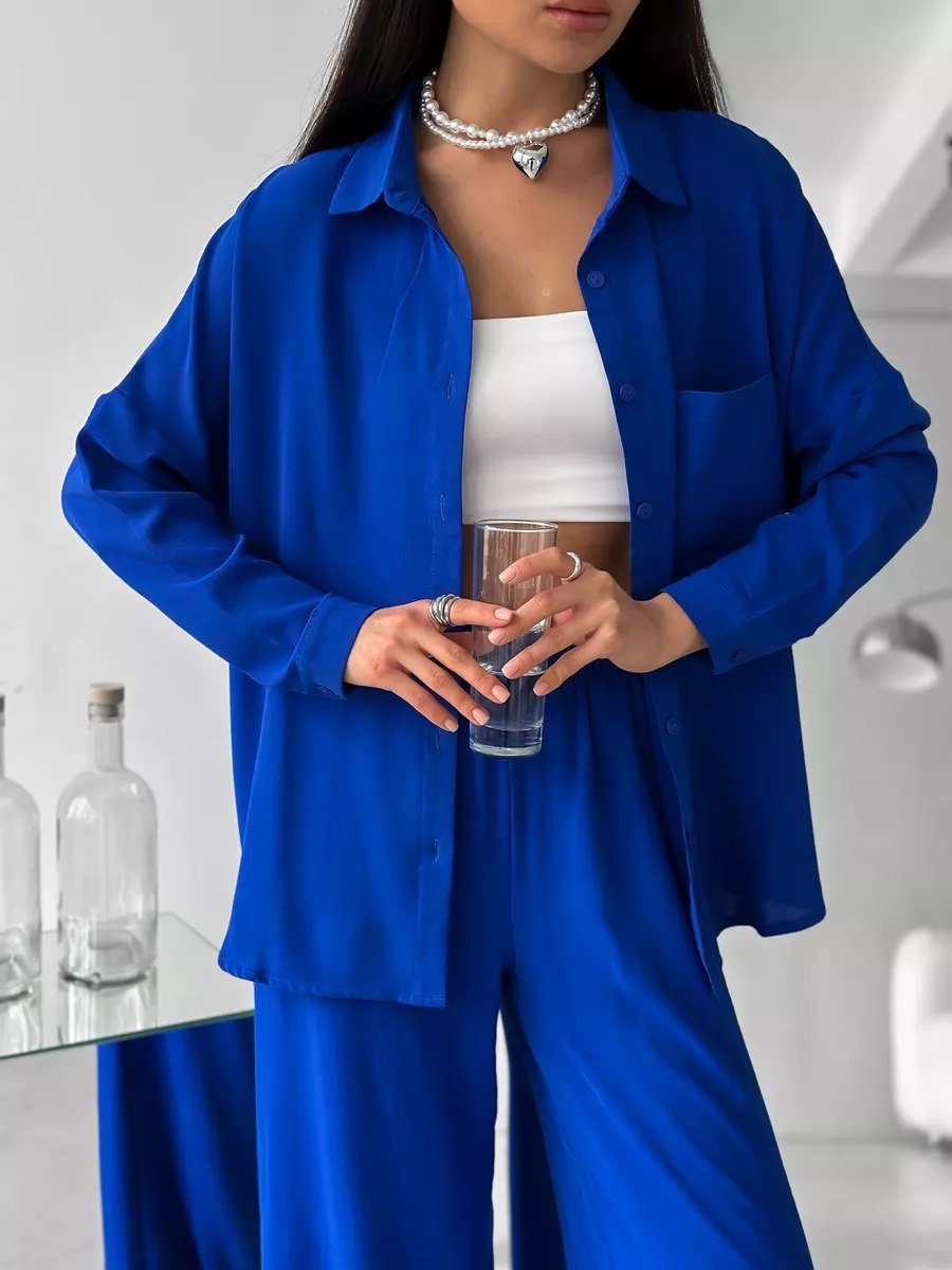 Damer avslappnad blus i oversized stil med fickor Eva Jonsson-Eva Jonsson