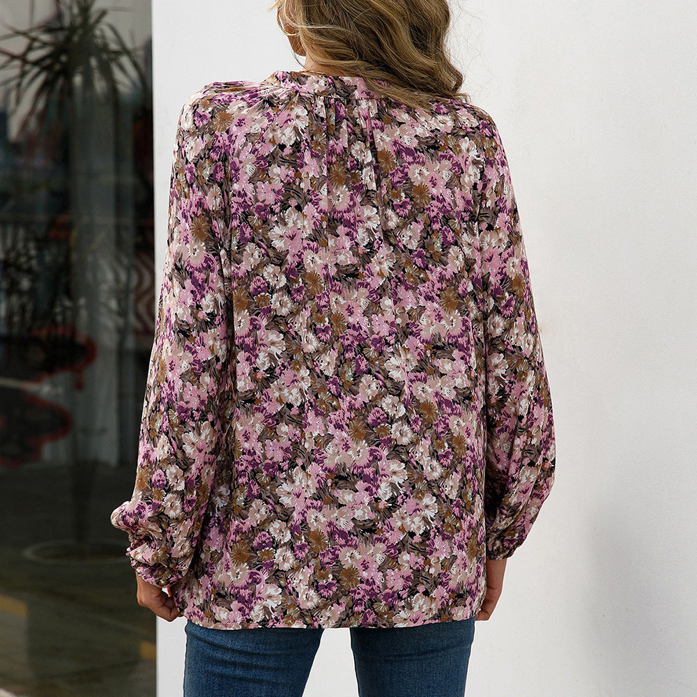Damer avslappnad blus med blommiga mönster och eleganta volangdetaljer Eva Jonsson-Eva Jonsson