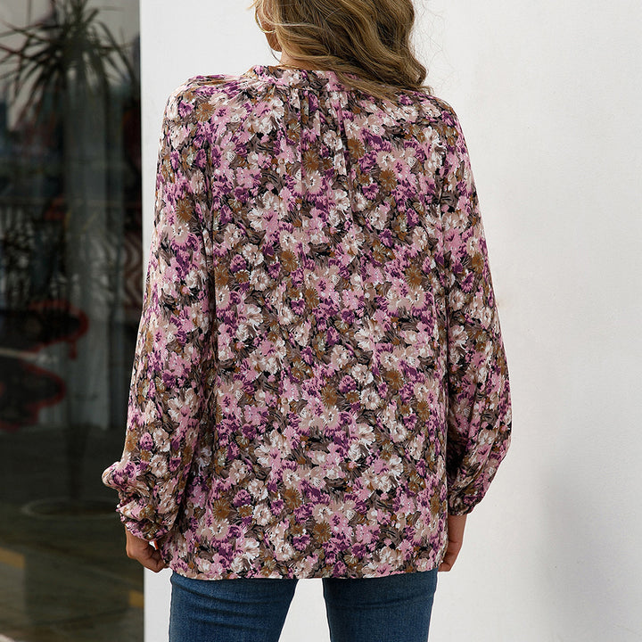 Damer avslappnad blus med blommiga mönster och eleganta volangdetaljer Eva Jonsson-Eva Jonsson