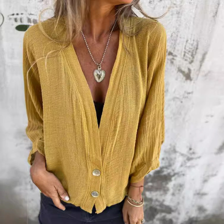 Damer avslappnad blus med knappfri design Mirla-Eva Jonsson