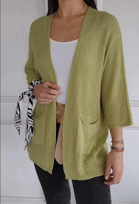 Damer avslappnad cardigan med öppen framsida och praktiska fickor Eva Jonsson-Eva Jonsson