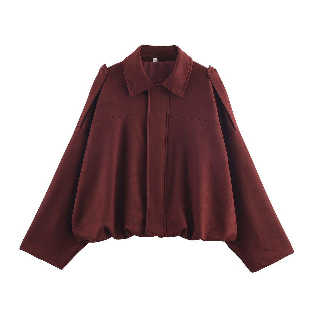 Damer avslappnad cropped blousonjacka med modern ståkrage och eleganta axeldetaljer Mirla-Eva Jonsson
