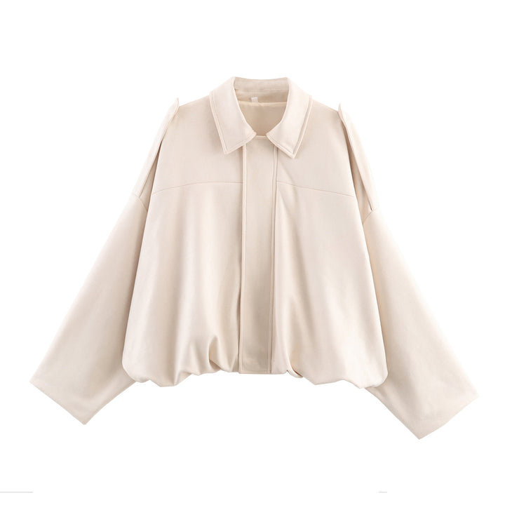 Damer avslappnad cropped blousonjacka med modern ståkrage och eleganta axeldetaljer Mirla-Eva Jonsson