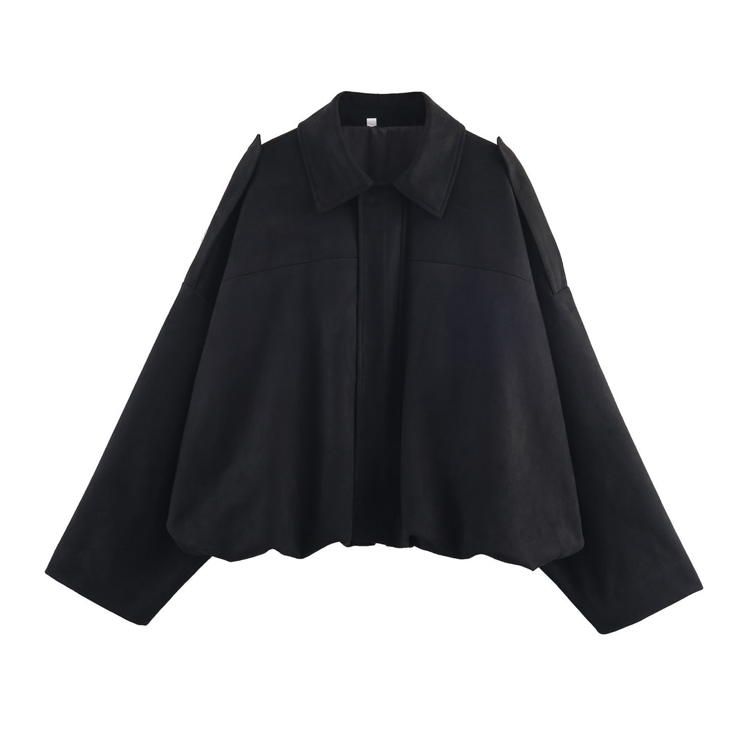 Damer avslappnad cropped blousonjacka med modern ståkrage och eleganta axeldetaljer Mirla-Eva Jonsson