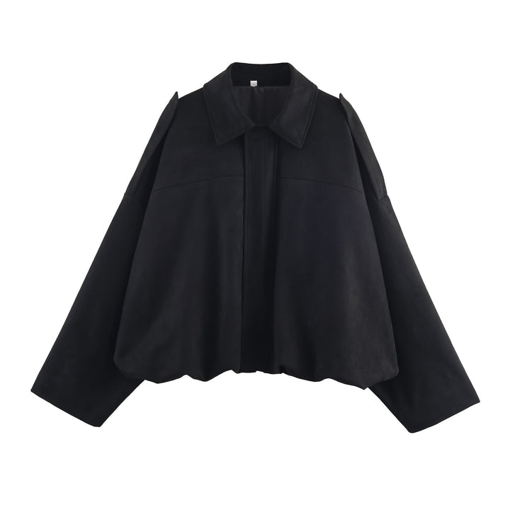 Damer avslappnad cropped blousonjacka med modern ståkrage och eleganta axeldetaljer Mirla-Eva Jonsson