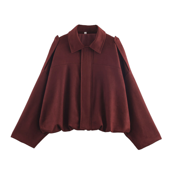 Damer avslappnad cropped blousonjacka med modern ståkrage och eleganta axeldetaljer Mirla-Eva Jonsson