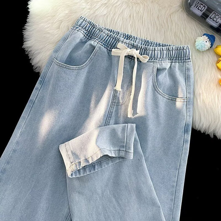 Damer avslappnad denimbyxor med elastisk midja och praktiska sidofickor Mirla-Eva Jonsson
