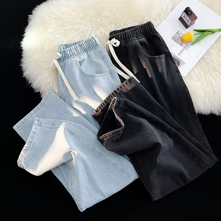 Damer avslappnad denimbyxor med elastisk midja och praktiska sidofickor Mirla-Eva Jonsson