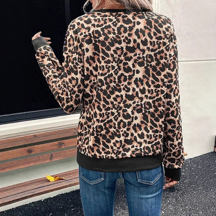 Damer avslappnad djurtryck sweatshirt med rundhals och elastiska muddar Mirla-Eva Jonsson