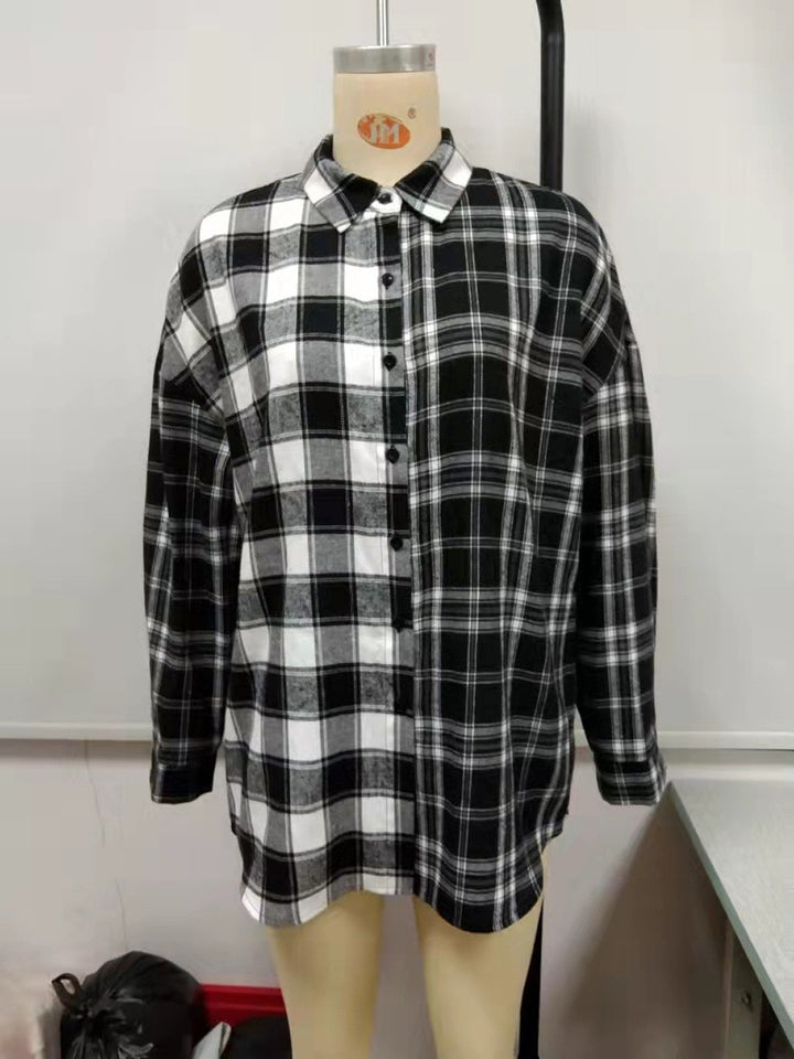 Damer avslappnad flanellskjortjacka med rutmönster Eva Jonsson-Eva Jonsson