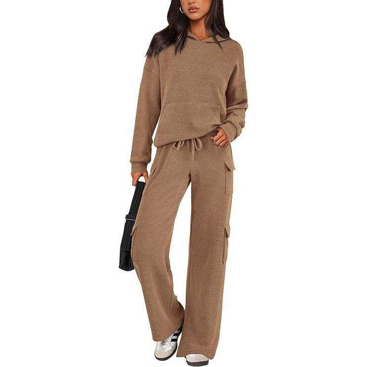 Damer avslappnad fleece-hoodie och cargo-byxa set Mirla-Eva Jonsson