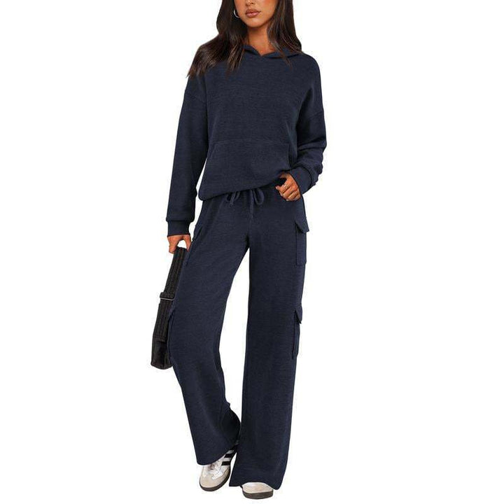 Damer avslappnad fleece-hoodie och cargo-byxa set Mirla-Eva Jonsson