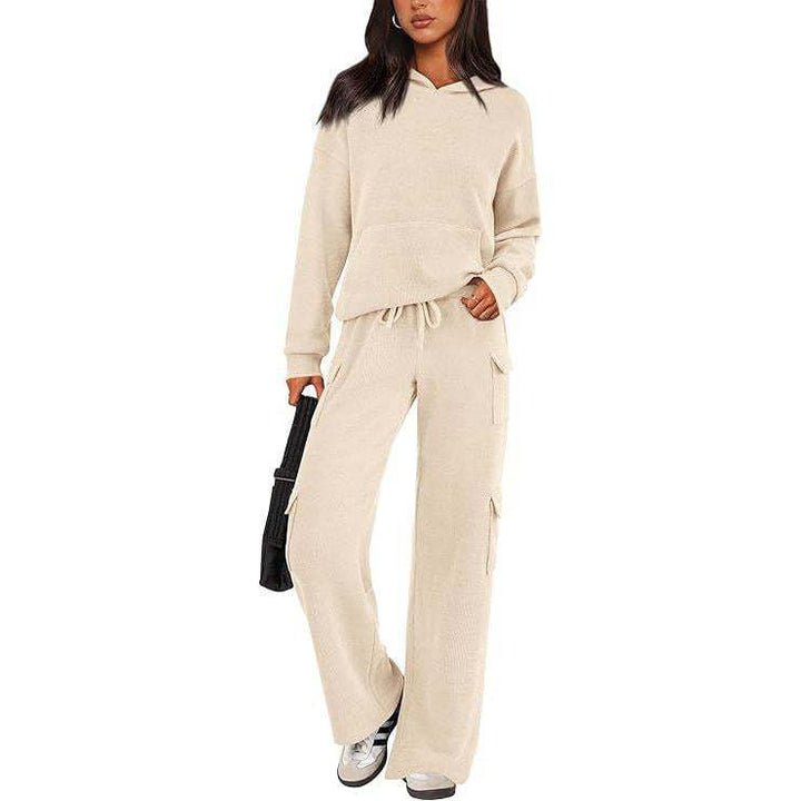 Damer avslappnad fleece-hoodie och cargo-byxa set Mirla-Eva Jonsson