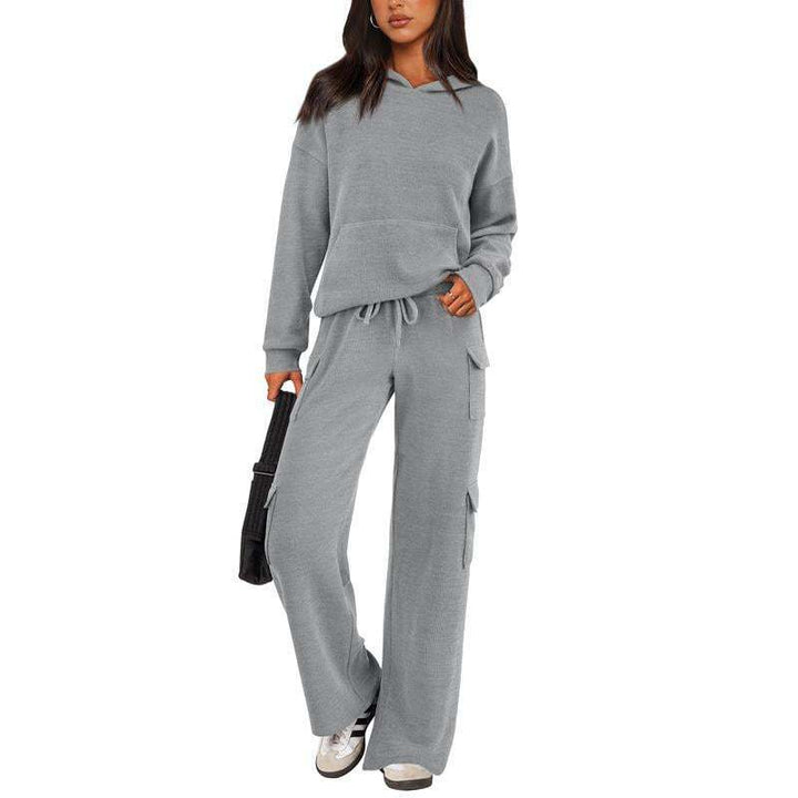 Damer avslappnad fleece-hoodie och cargo-byxa set Mirla-Eva Jonsson