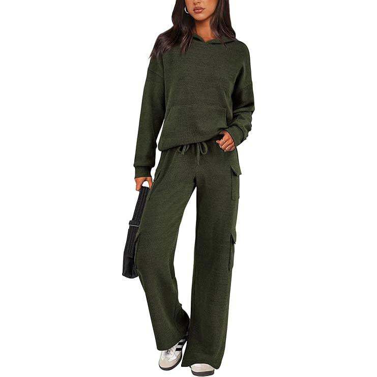 Damer avslappnad fleece-hoodie och cargo-byxa set Mirla-Eva Jonsson