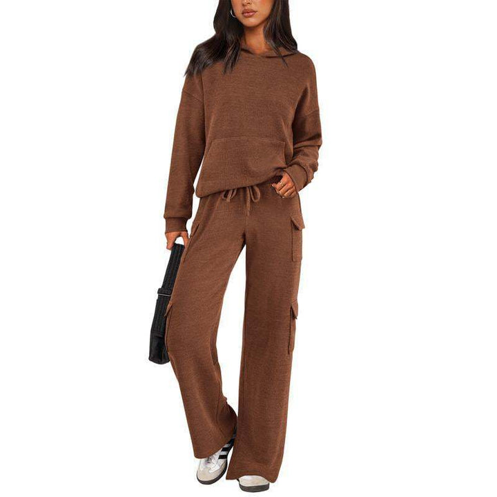 Damer avslappnad fleece-hoodie och cargo-byxa set Mirla-Eva Jonsson
