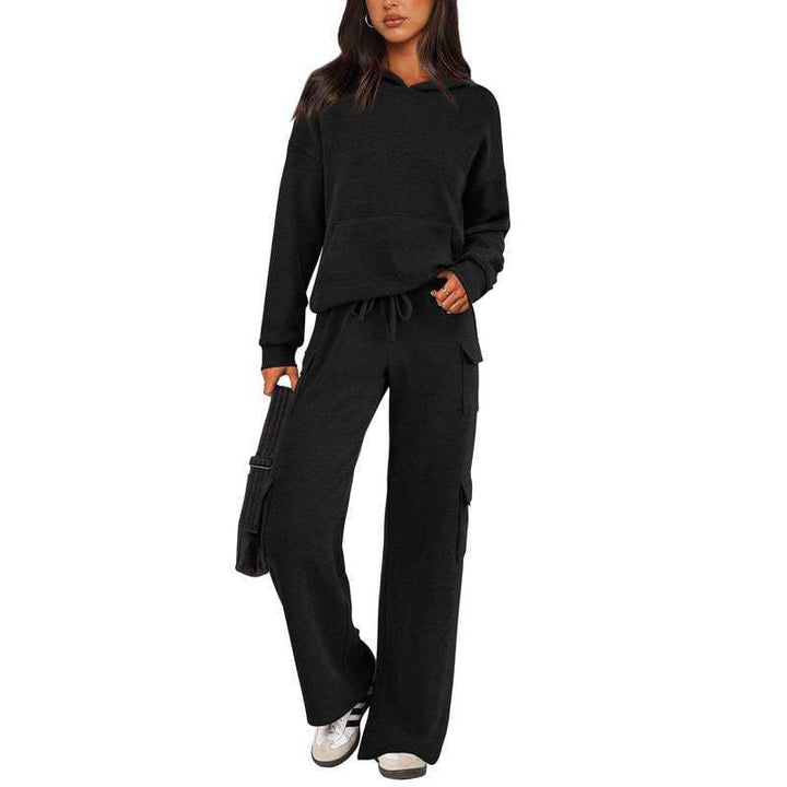 Damer avslappnad fleece-hoodie och cargo-byxa set Mirla-Eva Jonsson