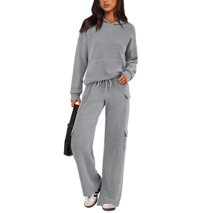 Damer avslappnad fleece-hoodie och cargo-byxa set Mirla-Eva Jonsson
