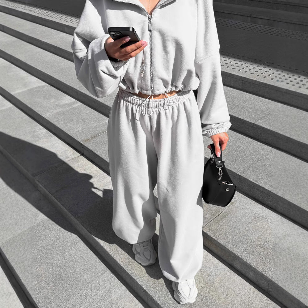 Damer avslappnad fleece-loungewear-set med huva och elastisk midja Mirla-Eva Jonsson