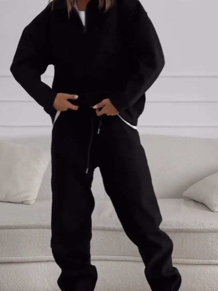 Damer avslappnad fleece sweat suit med dragkedja och snörning Mirla-Eva Jonsson