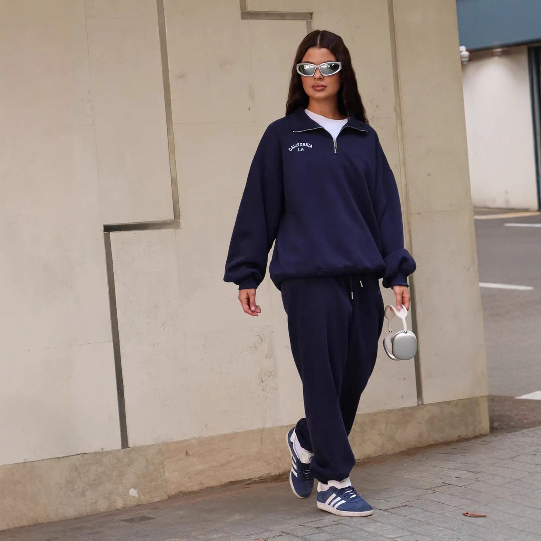 Damer avslappnad fleece-tröja med hög krage Mirla-Eva Jonsson