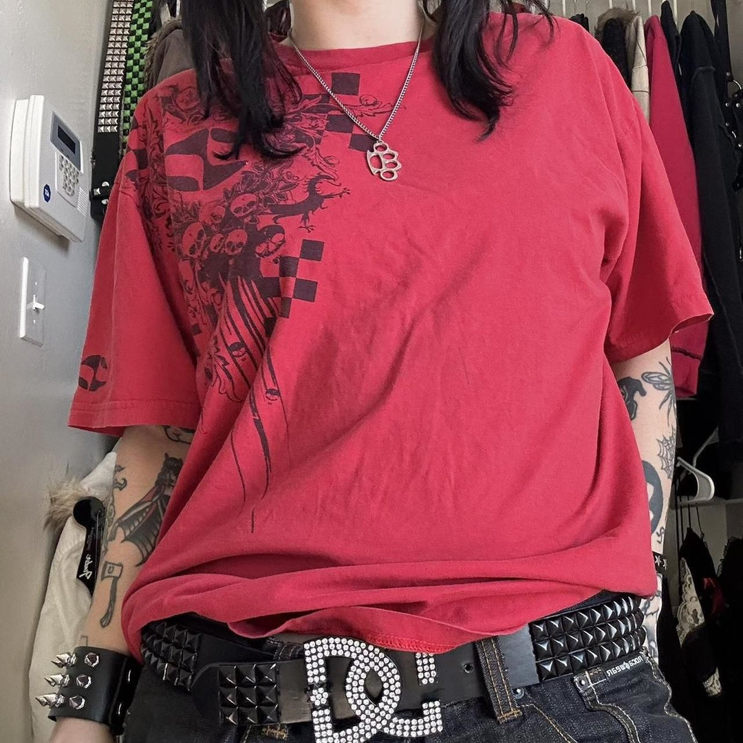 Damer avslappnad grafik-T-shirt med unik design och lös passform Eva Jonsson-Eva Jonsson