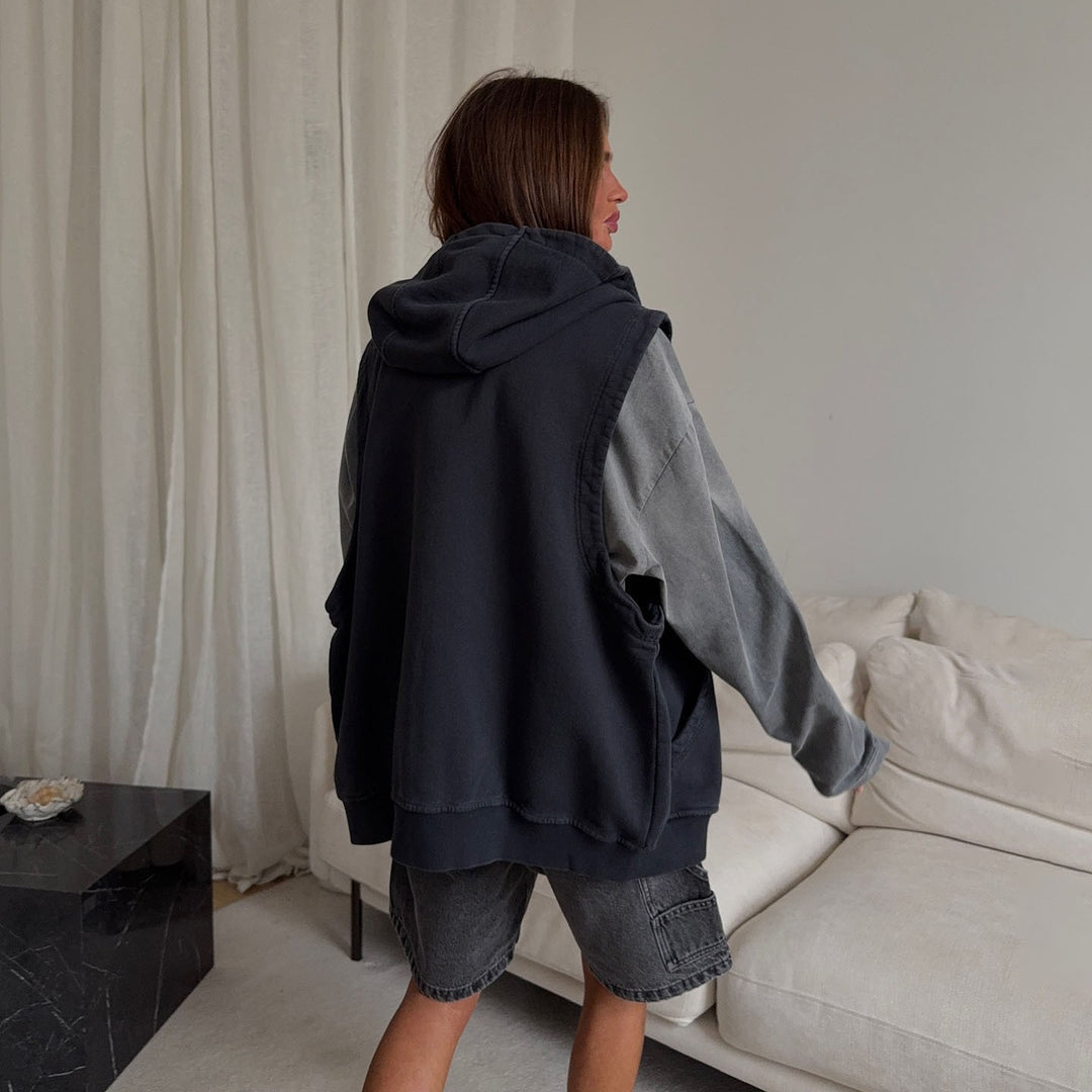Damer avslappnad hooded väst Mirla-Eva Jonsson