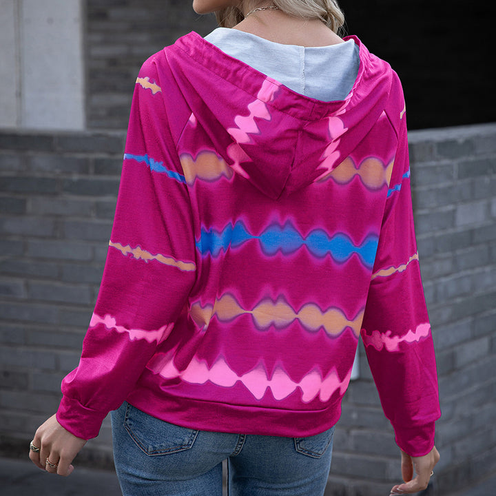 Damer avslappnad hoodie i modern tie-dye-stil med sidopaneler Eva Jonsson-Eva Jonsson