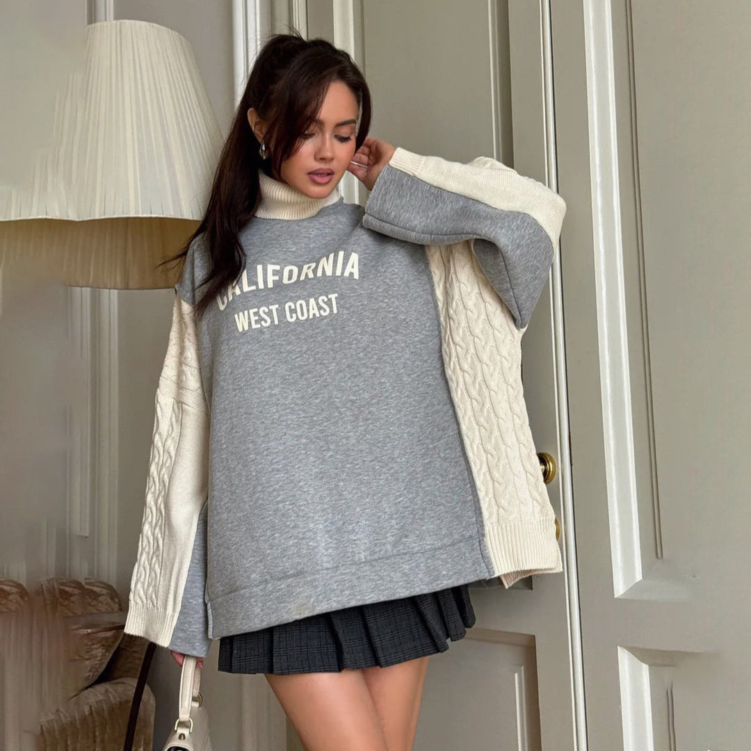Damer avslappnad hoodie med hög krage och moderiktig text Mirla-Eva Jonsson