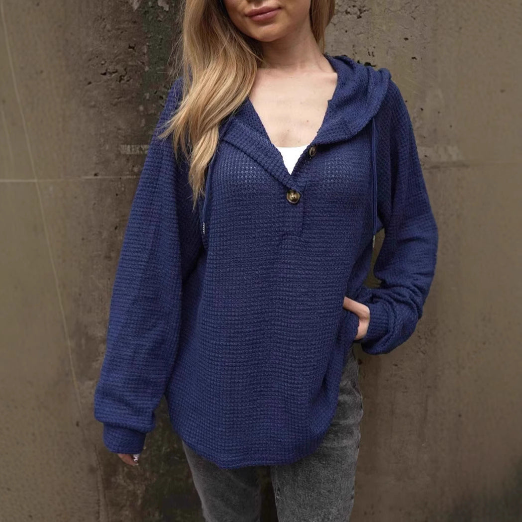 Damer avslappnad hoodie med knappdetaljer Mirla-Eva Jonsson