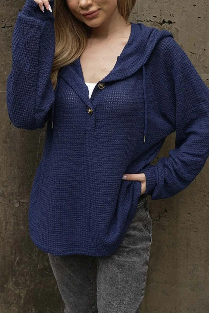 Damer avslappnad hoodie med knappdetaljer Mirla-Eva Jonsson