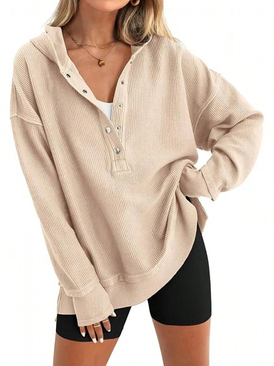 Damer avslappnad hoodie med knapplist och oversized passform Mirla-Eva Jonsson