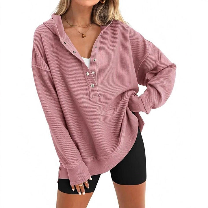 Damer avslappnad hoodie med knapplist och oversized passform Mirla-Eva Jonsson