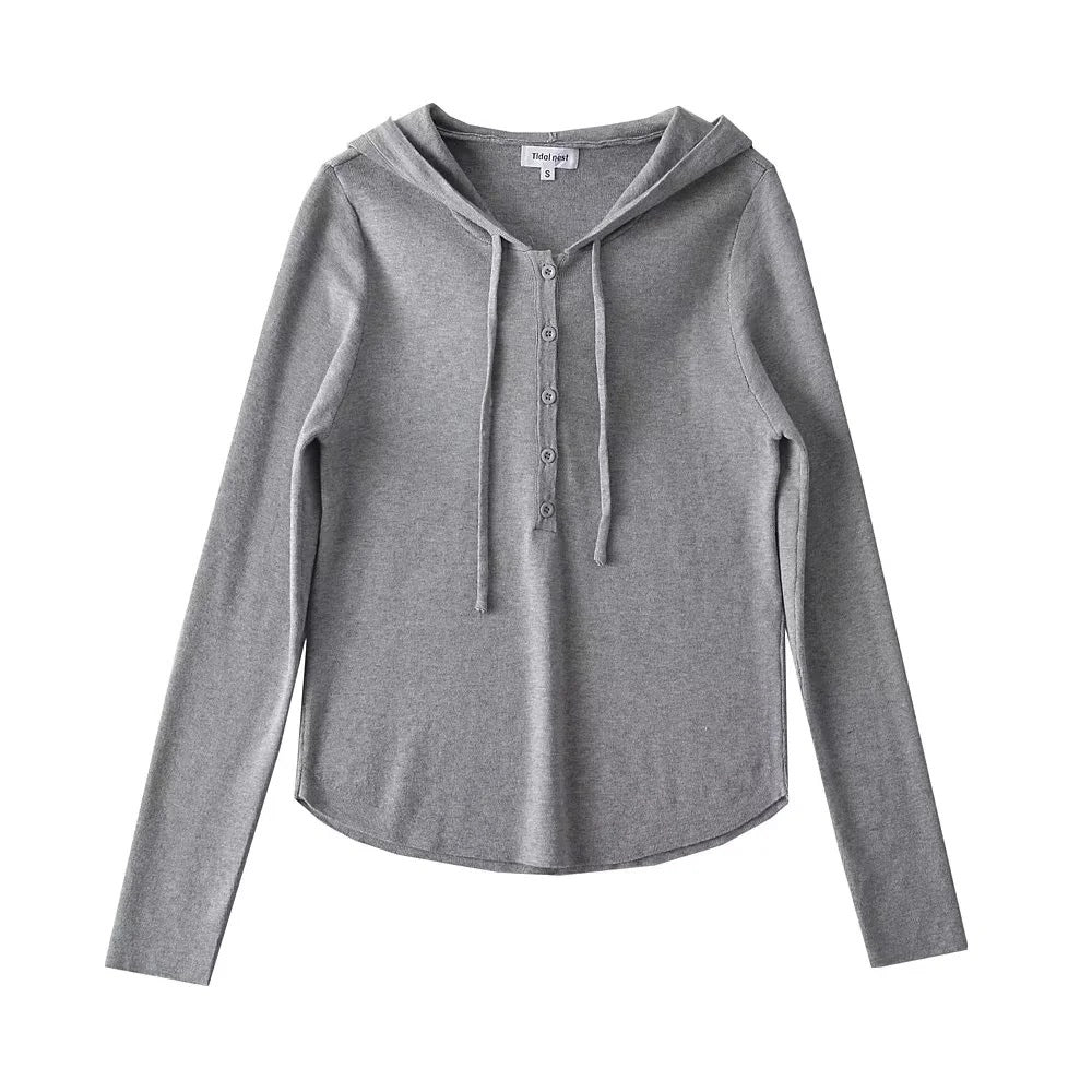 Damer avslappnad hoodie med knapprad Mirla-Eva Jonsson