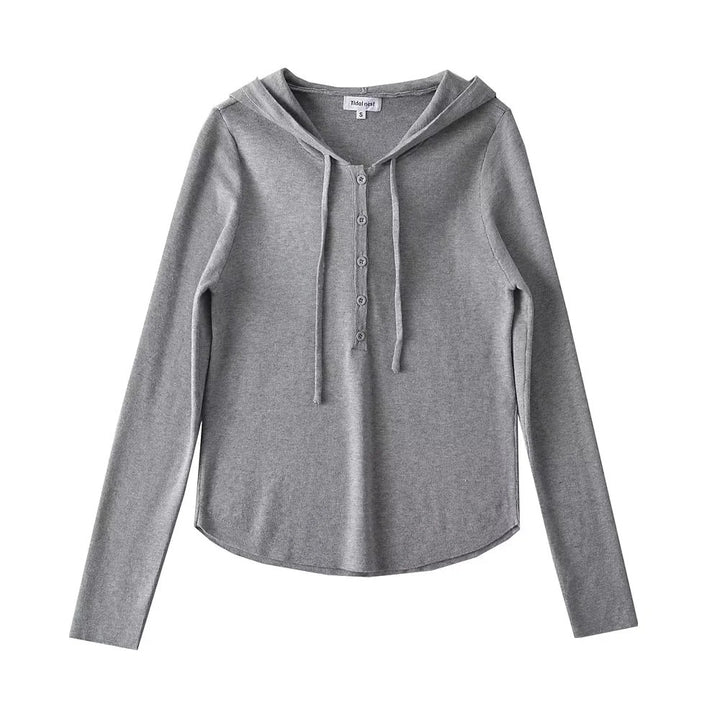 Damer avslappnad hoodie med knapprad Mirla-Eva Jonsson