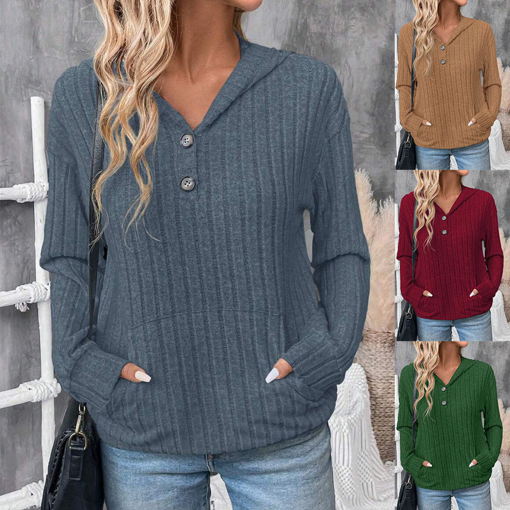 Damer avslappnad hoodie med strukturerat våffelmönster och praktiska fickor Mirla-Eva Jonsson