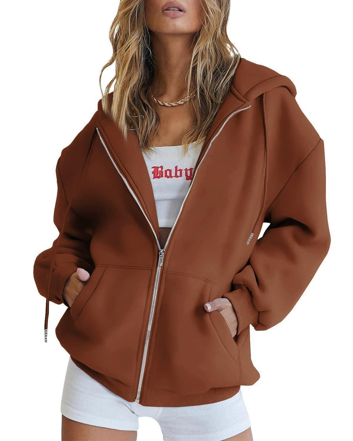 Damer avslappnad hoodie sweatshirt jacka med stor passform Eva Jonsson-Eva Jonsson